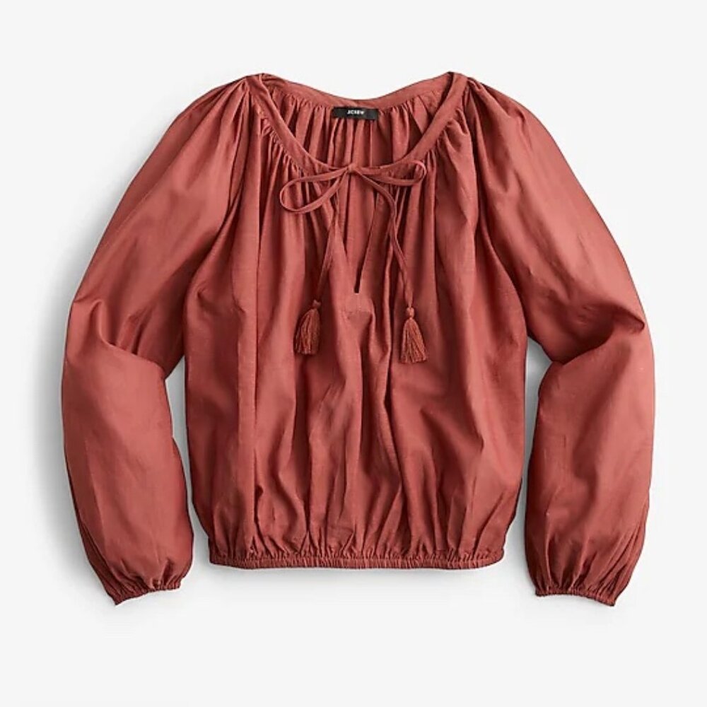 J Crew Tassel Tie-Front Crop Top (NWT)